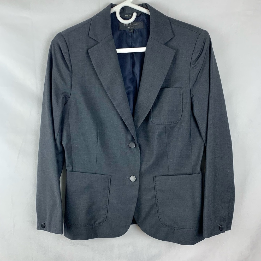 RAG & BONE Grey Wool Double Button Blazer Sz 8